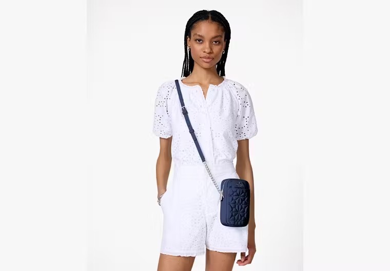 【預購】Kate Spade G082769 Spade Flower Quilted Fabric Phone Crossbody