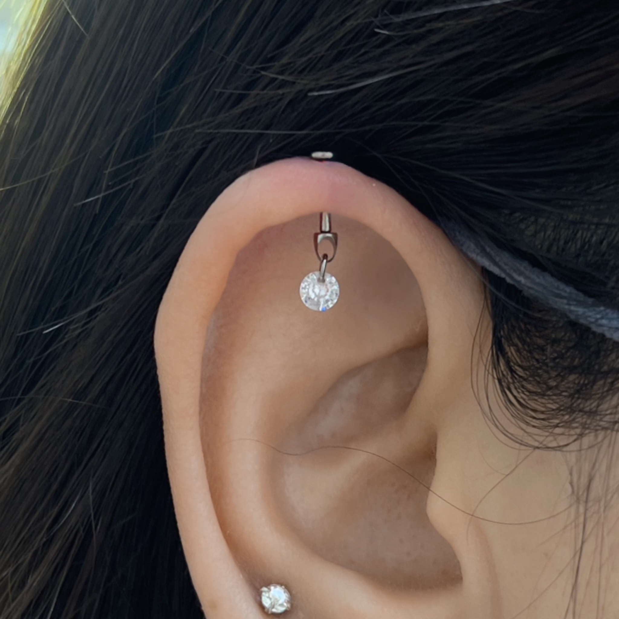 垂釣小圓鑽平頭耳門/耳珠/耳骨釘 [G23 Titanium]