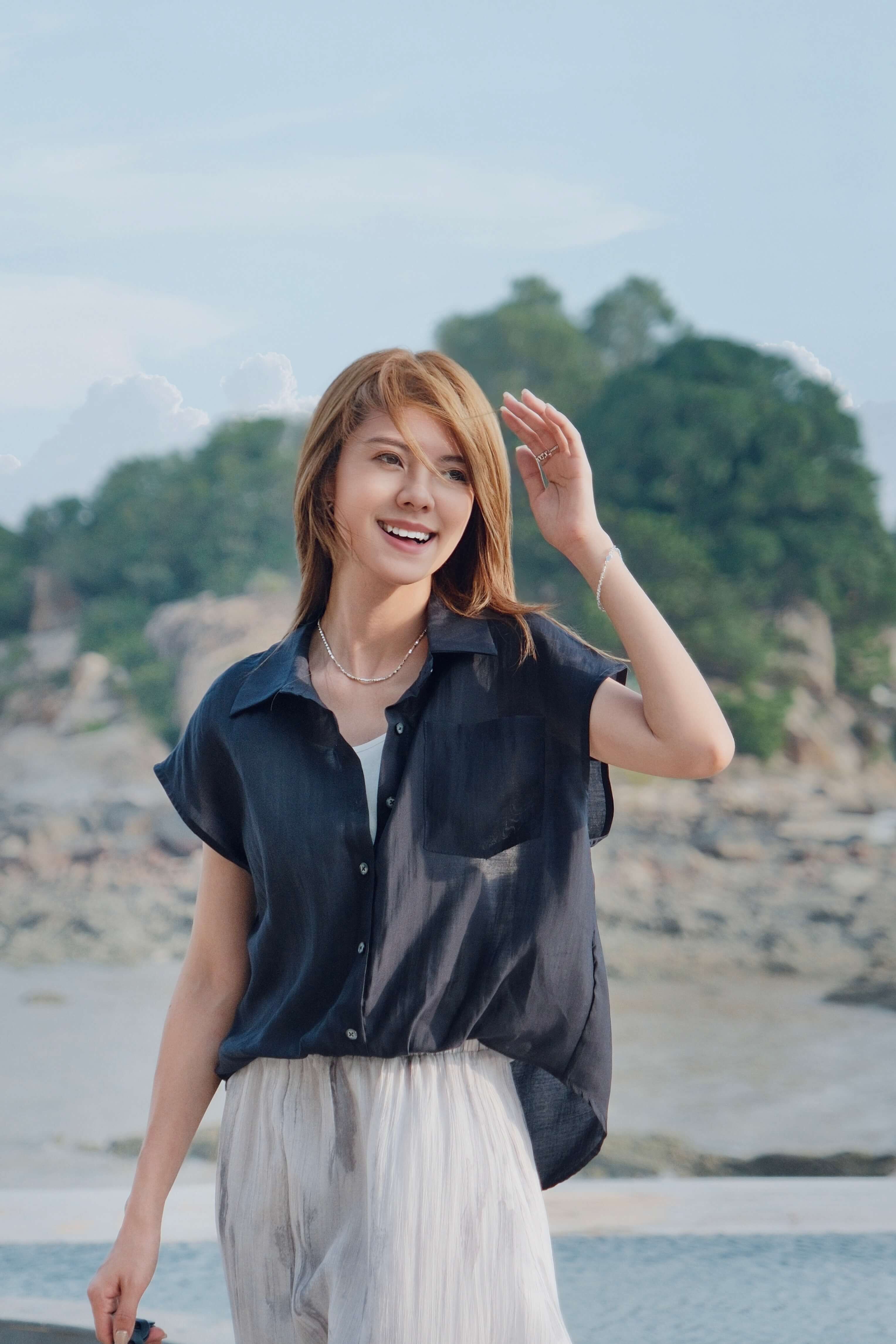 Cap Sleeve Lyocell Shirt With Tank Top_SH258L08