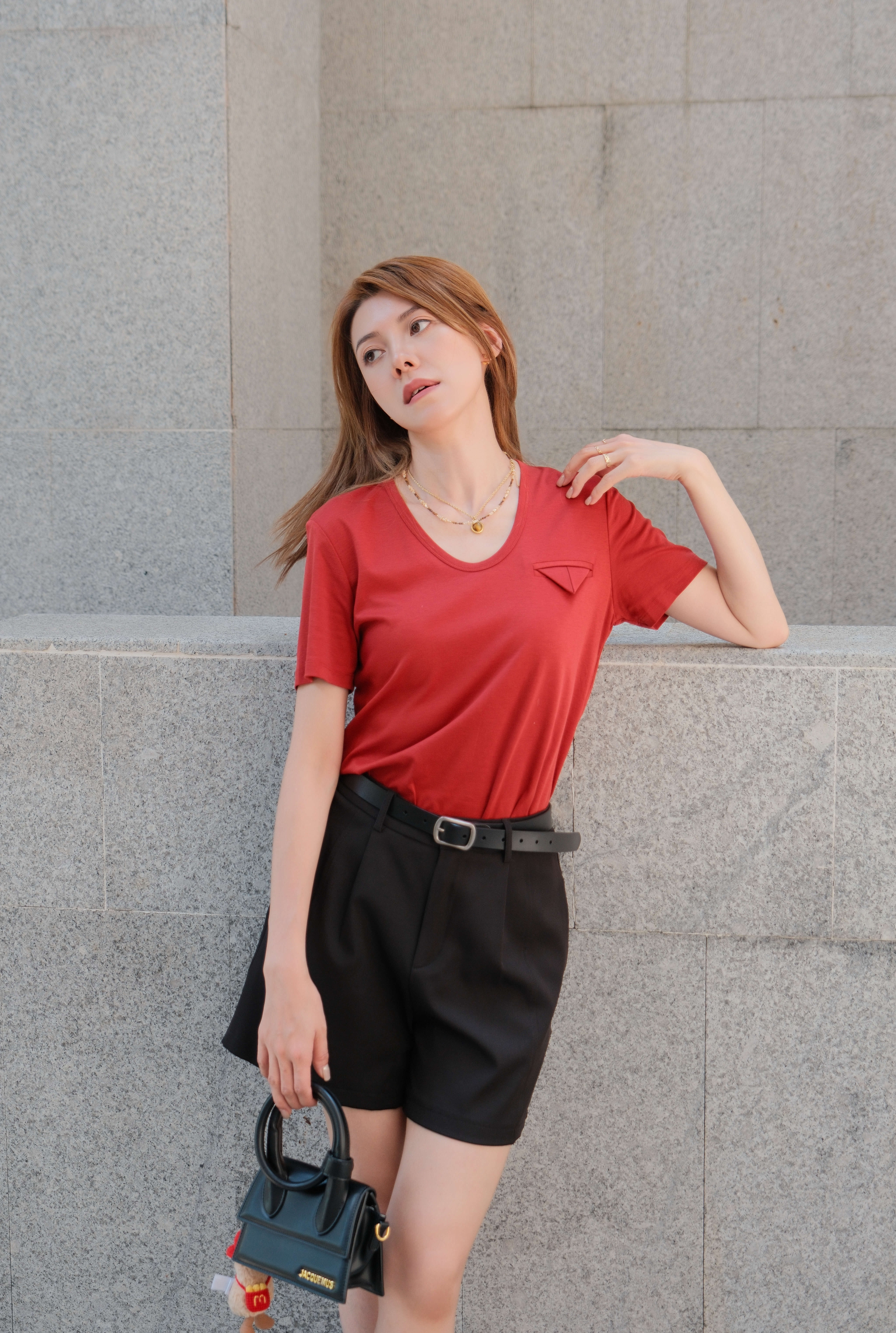 Short Sleeve Mulberry Silk-Cotton Tee_TP236L12