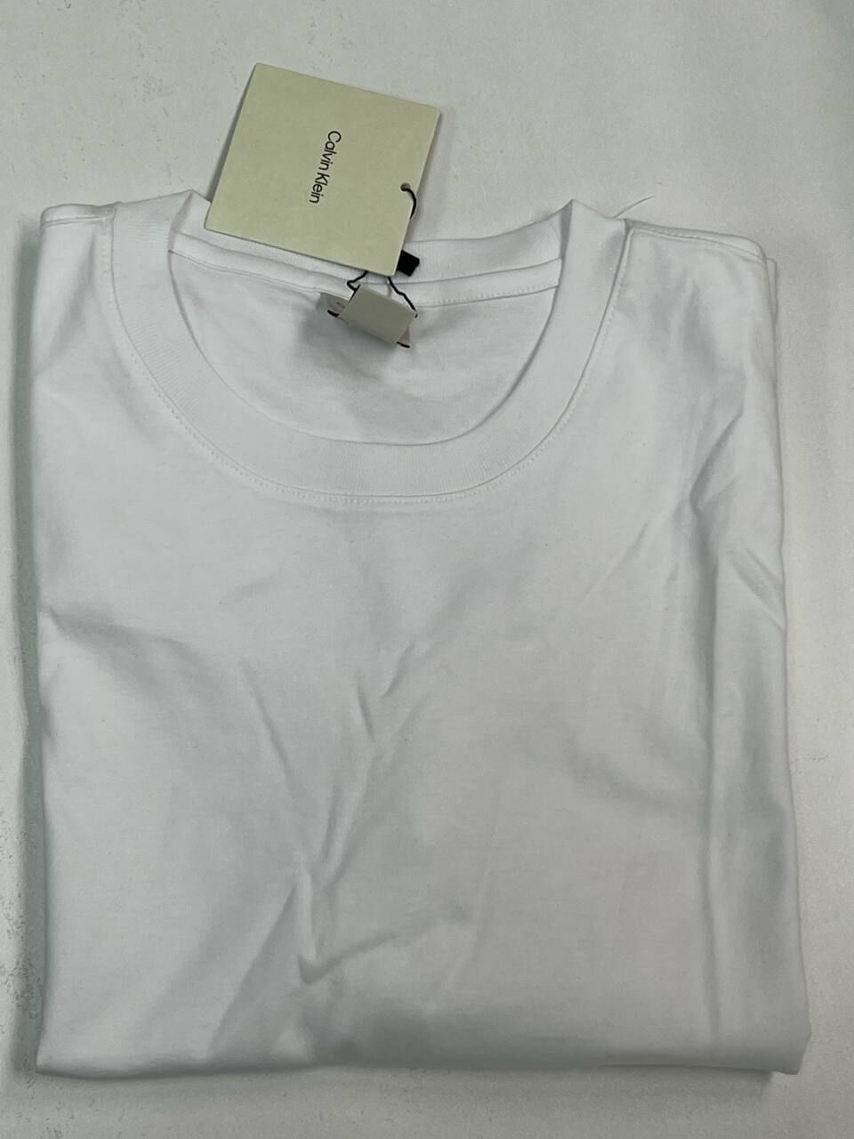 [S] CALVIN KLEIN WHITE ROUND FRENCH TERRY OVERSIZED T-SHIRT, SP44611344-44A202G110 (SCK781)
