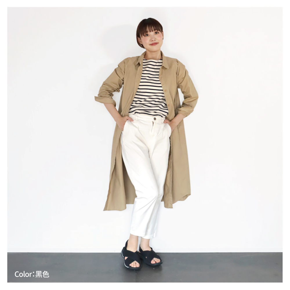 大阪樂步健康鞋 Re:getA輕量網布運動風魔鬼氈後帶涼鞋RE3097(BLK-黑色)