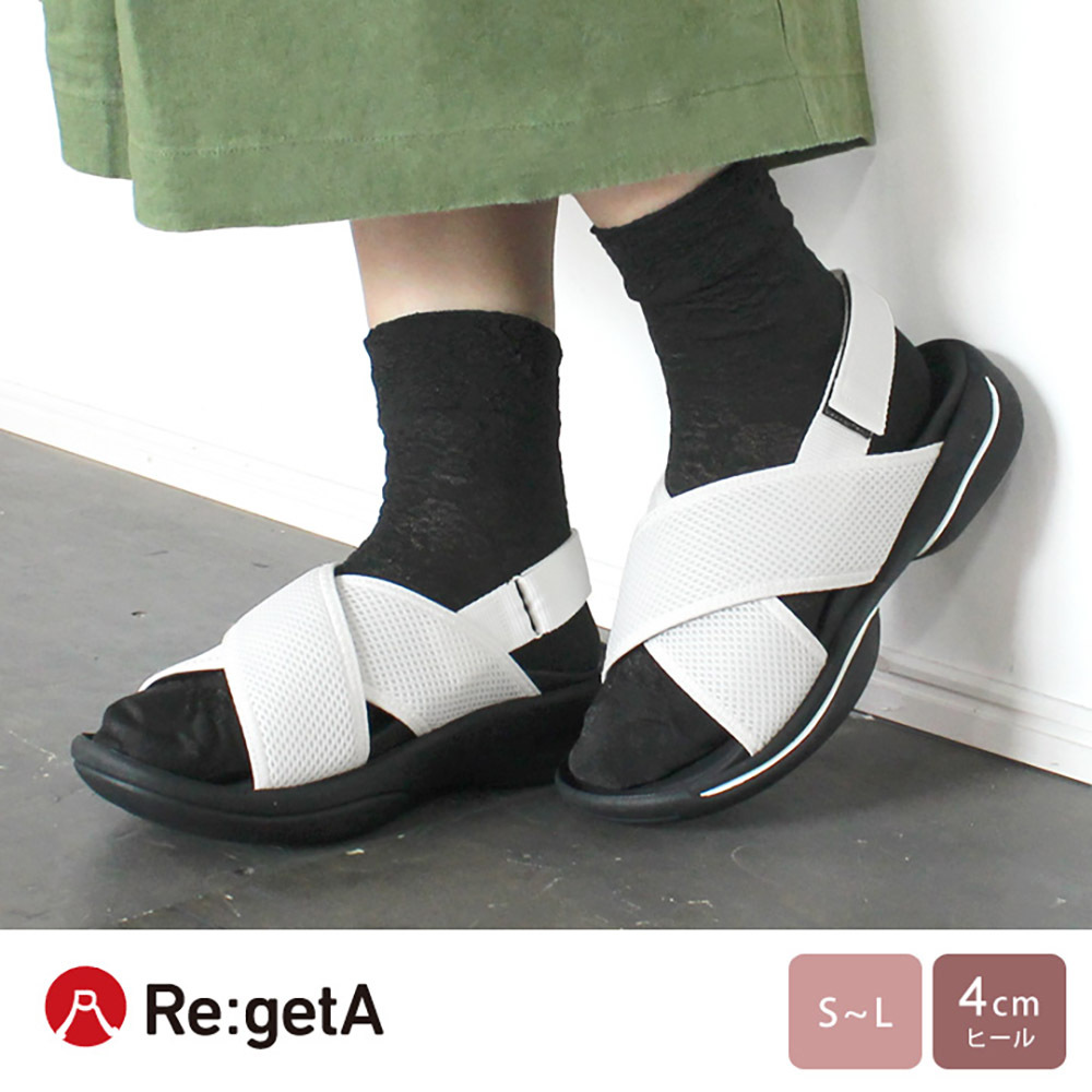 大阪樂步健康鞋 Re:getA輕量網布運動風魔鬼氈後帶涼鞋RE3097(WHT-白色)