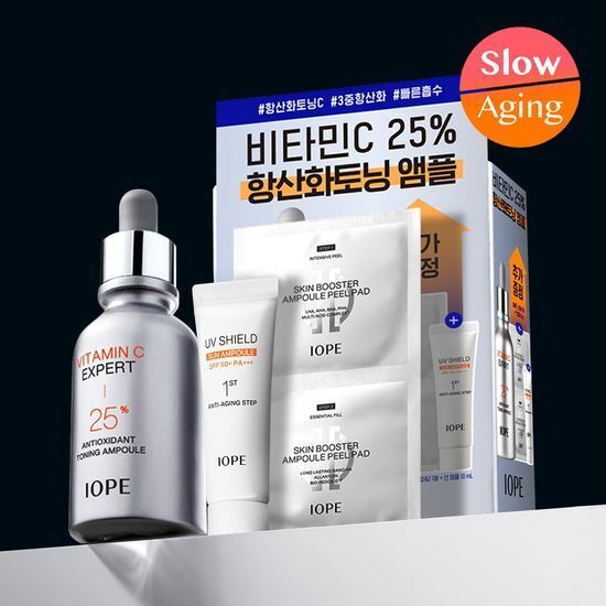 IOPE Vitamin Expert 25% Antioxidant Toning Ampoule 23ml (+Peel Pad 1ea, Sun Ampoule 10ml)