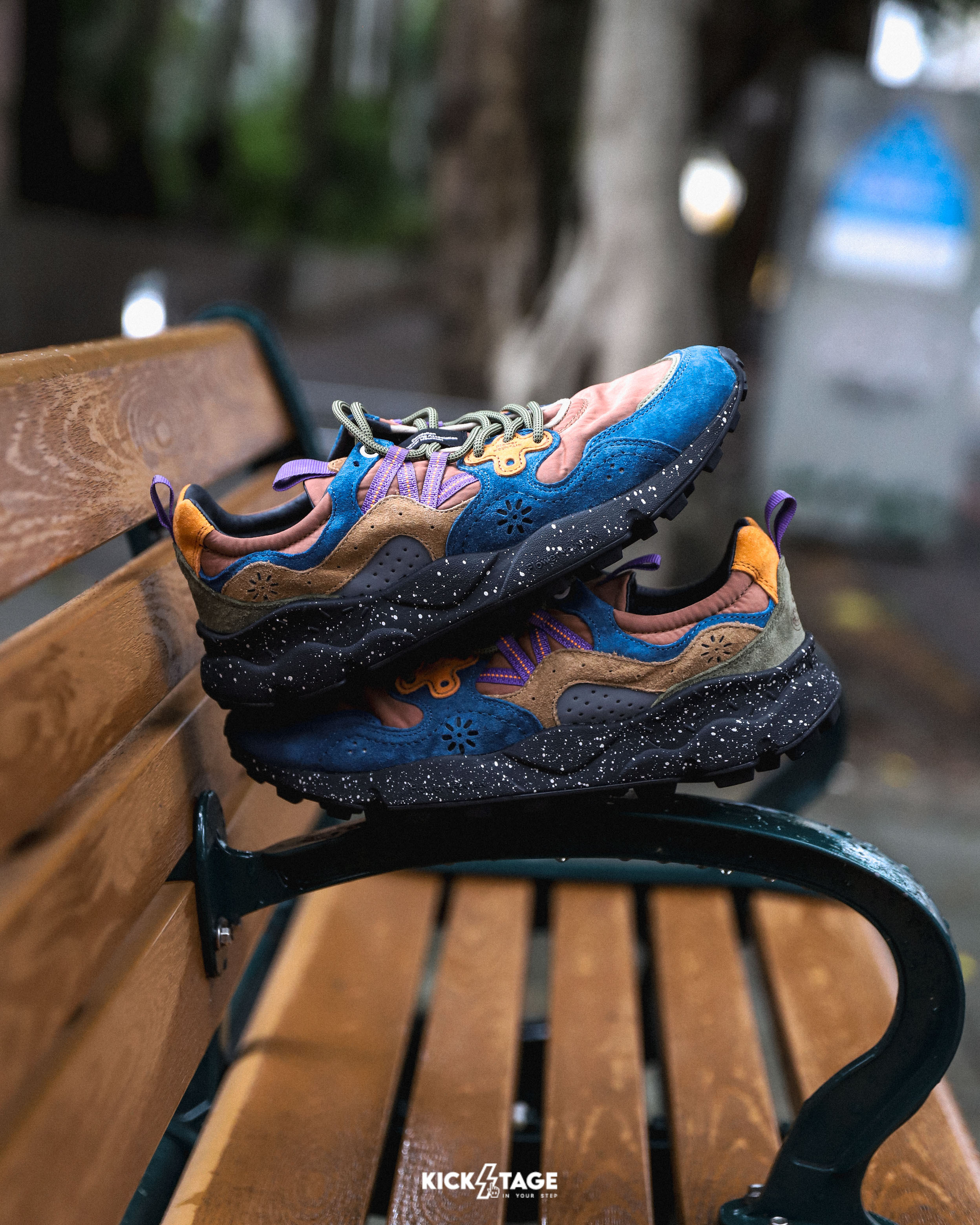 男鞋 Flower MOUNTAIN 山霧花野 YAMANO 3 山野3 澈藍焰谷 寶藍色 戶外 皮革 多層次拼接 軟木鞋墊 耐磨橡膠大底 休閒鞋【FFM2589226】