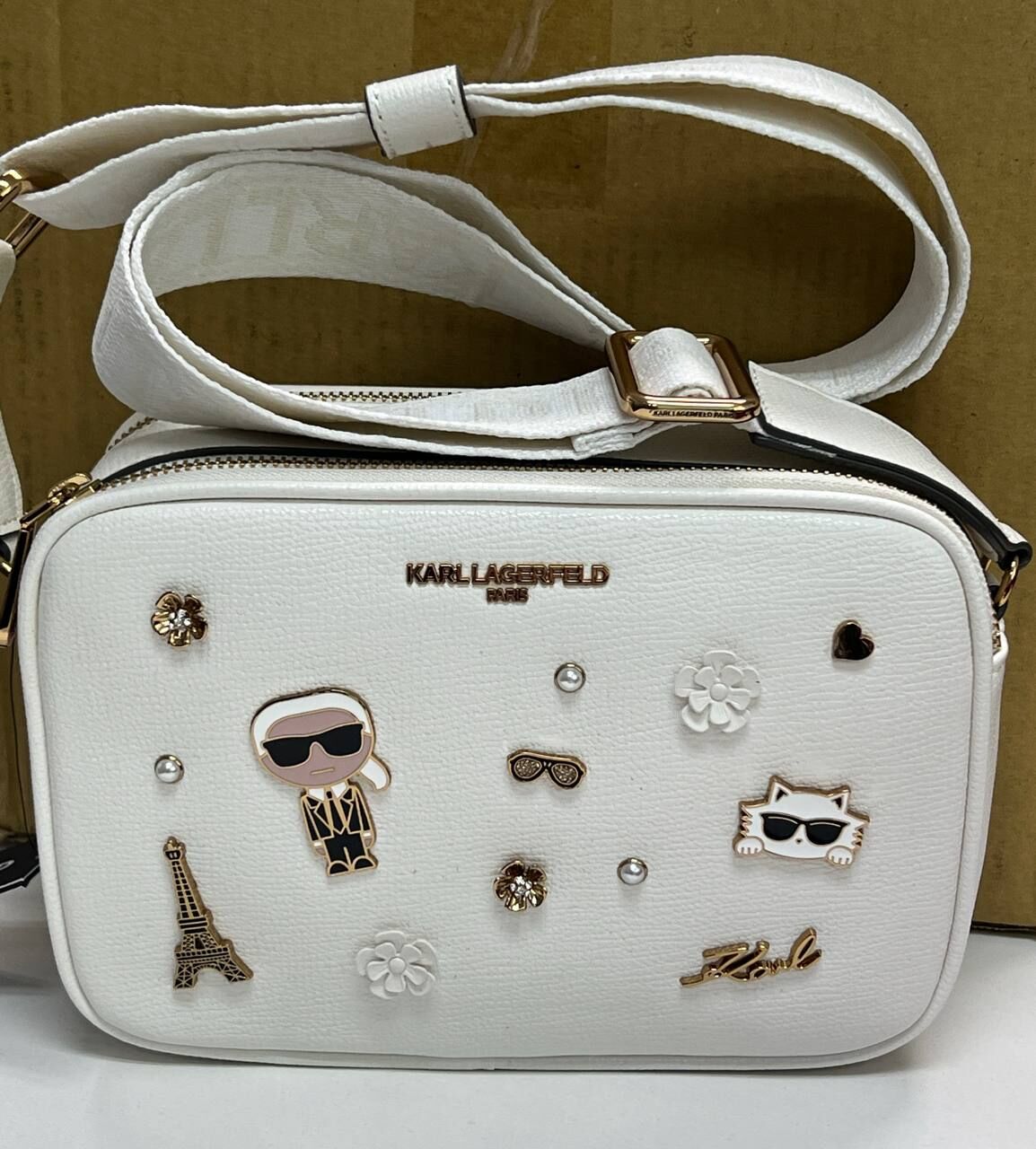[S] KARL LAGERFELD SNOW WHITE MULTI LH2EU9BJ MAYBELLE CAMERA CROSSBODY, 196788004399 (SKL1367)