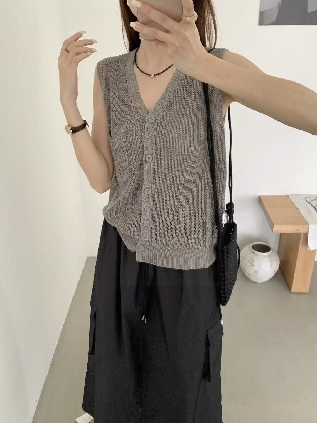 805 單口袋排釦針衣