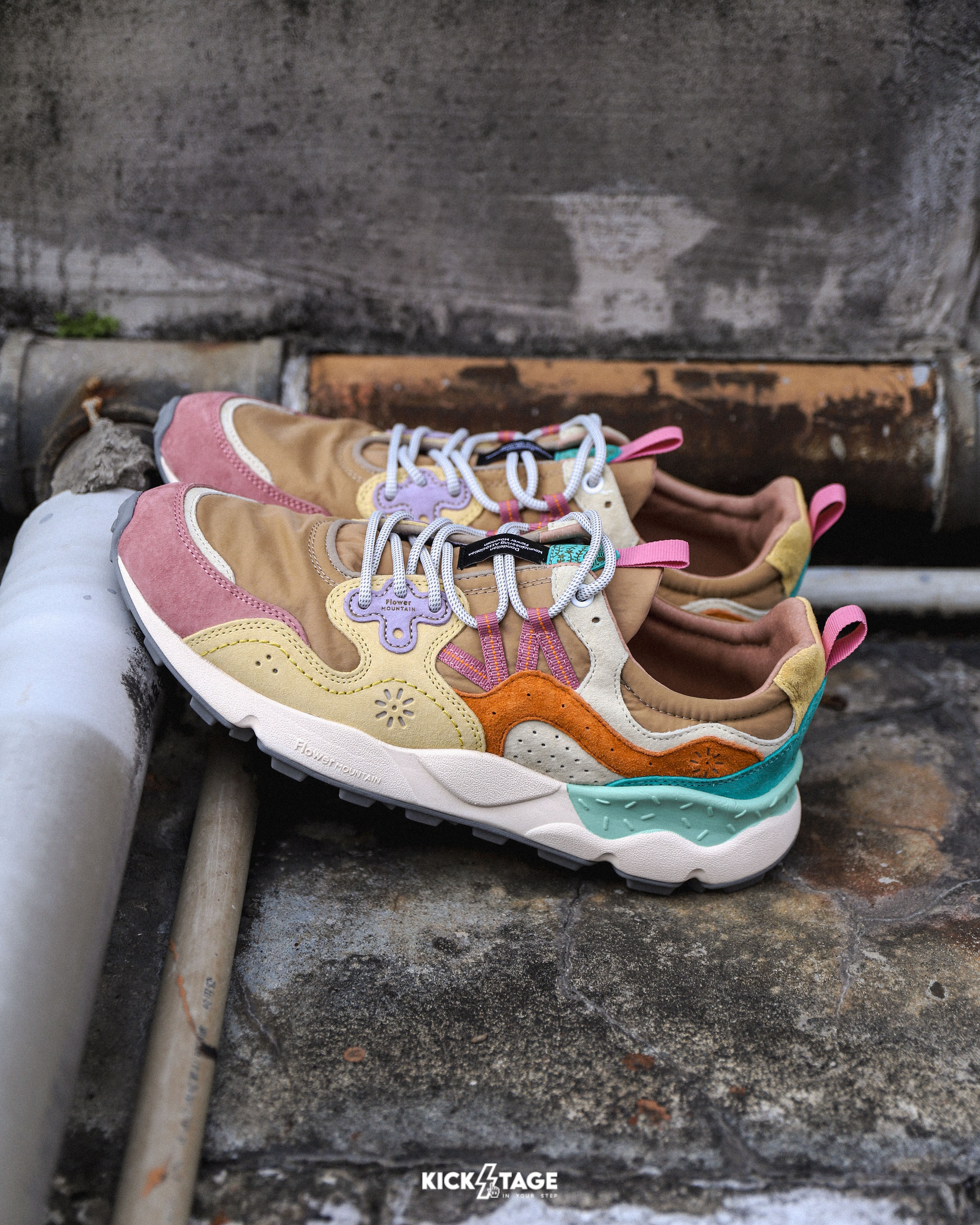 男鞋 Flower MOUNTAIN 山霧花野 YAMANO 3 山野3 紅梅杏桃 沙色 戶外 皮革 多層次拼接 軟木鞋墊 耐磨橡膠大底 休閒鞋【FM2589259】