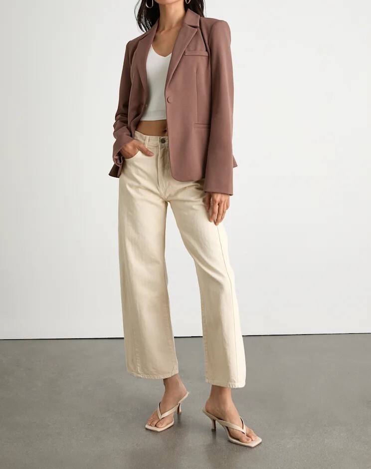 Cream Brown奶油摩卡棕色單釦西裝外套