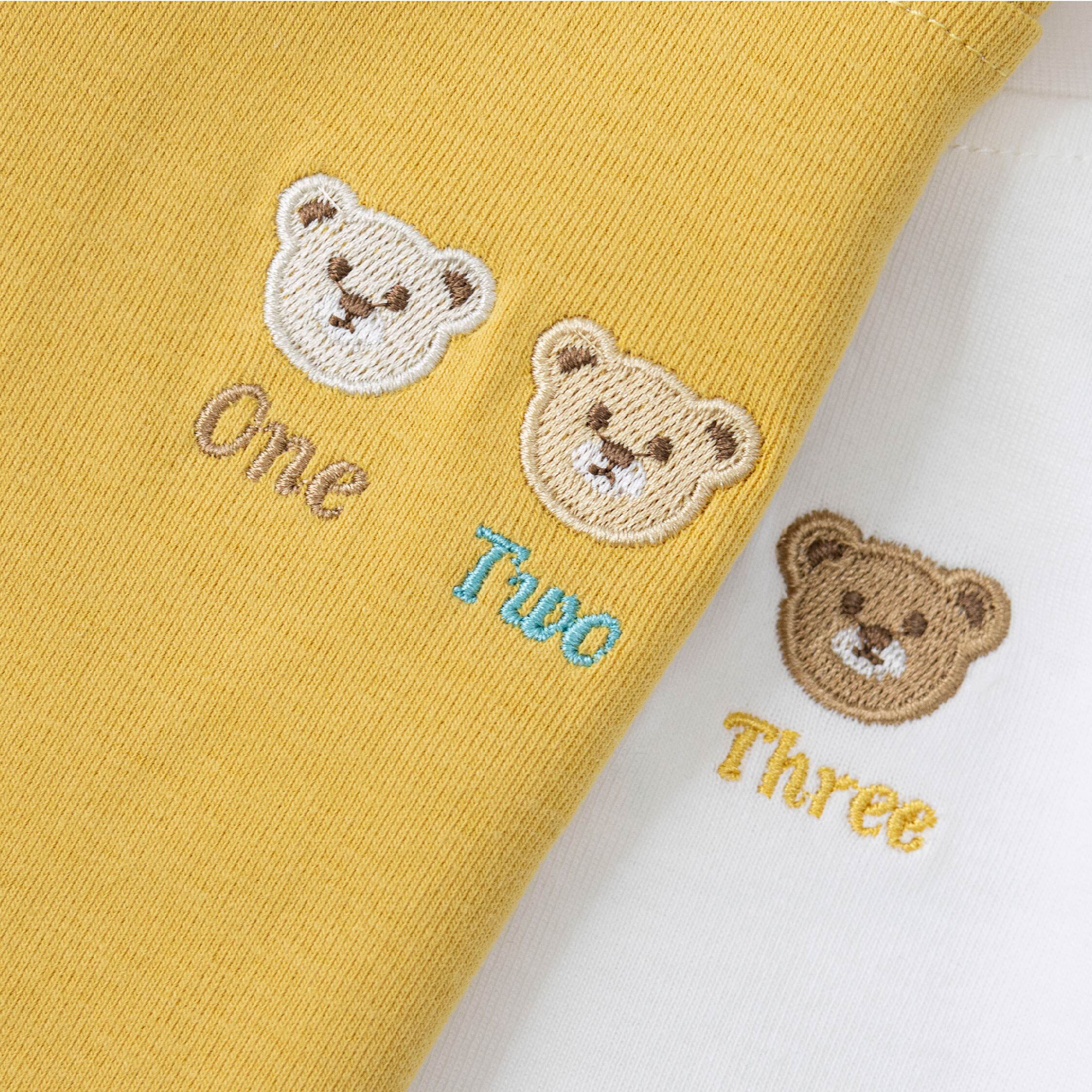 【H55323】三隻小熊電繡舒適上衣/內搭衣＊二色