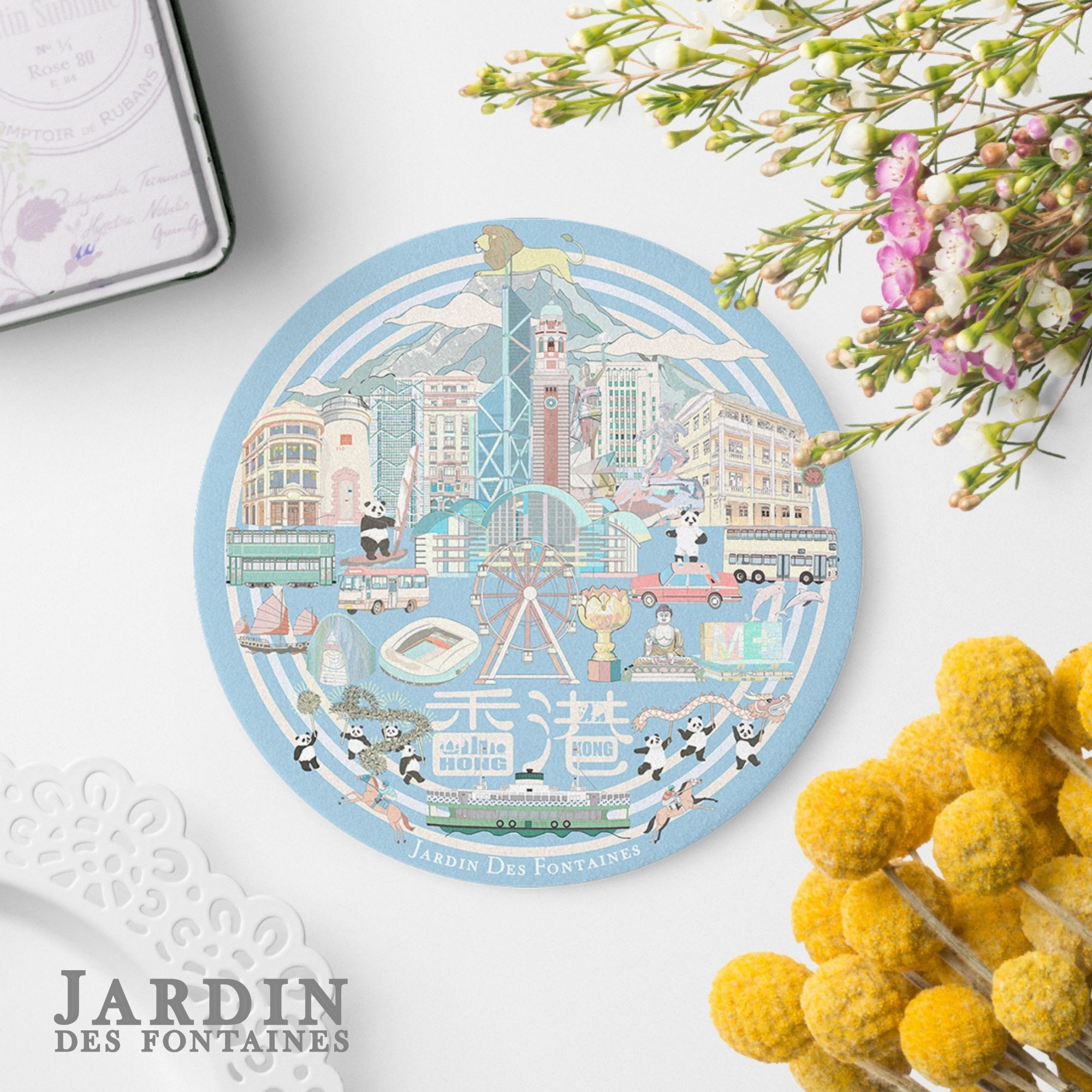JARDIN DES FONTAINES lion rock ceramic coaster