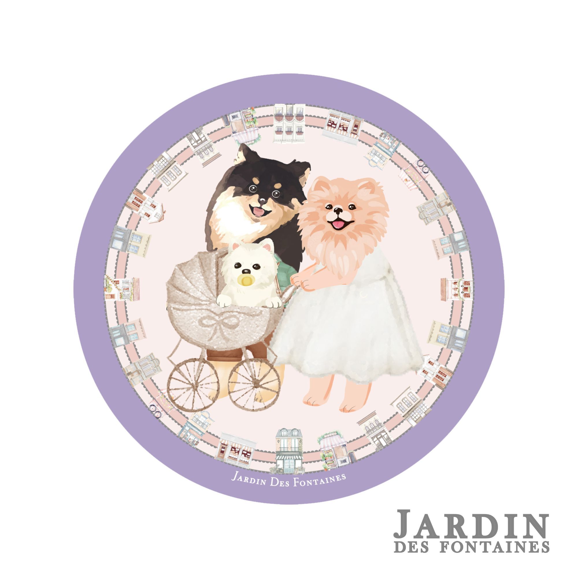 JARDIN DES FONTAINES oh my dog pomeranian's family ceramic coaster