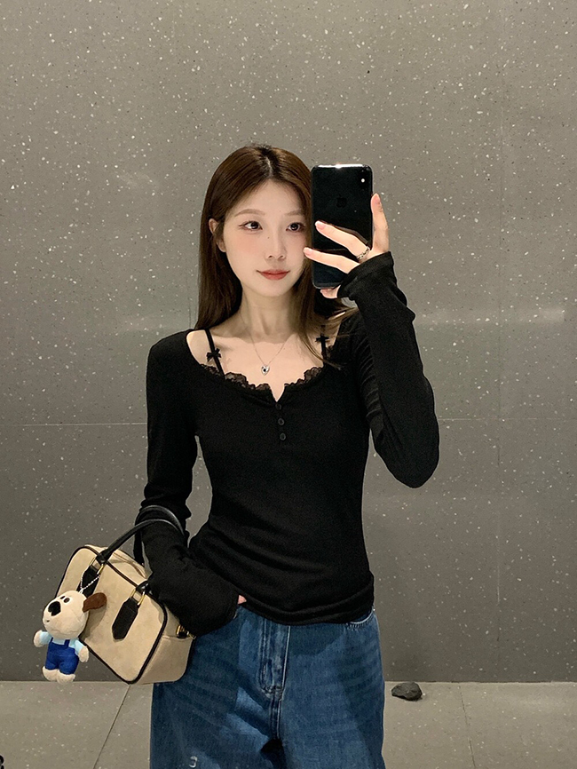 秋 小性感蕾絲氣質上衣