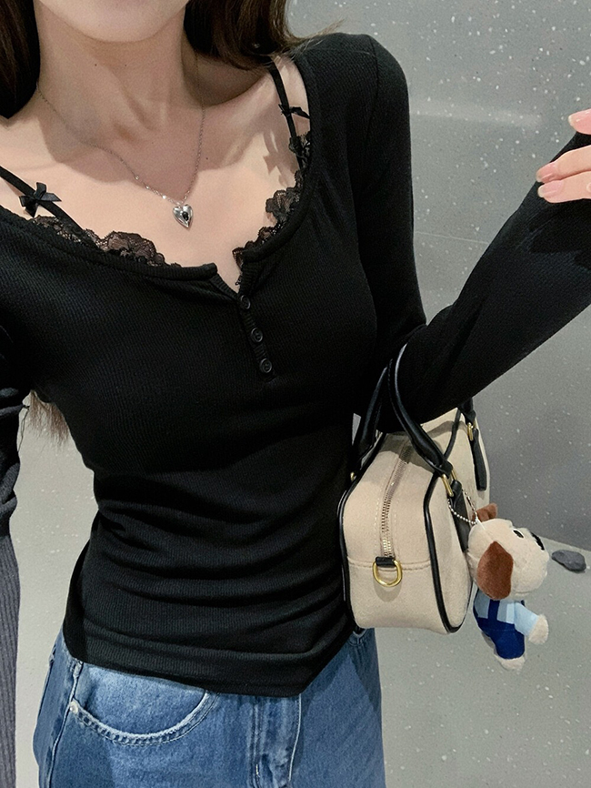 秋 小性感蕾絲氣質上衣