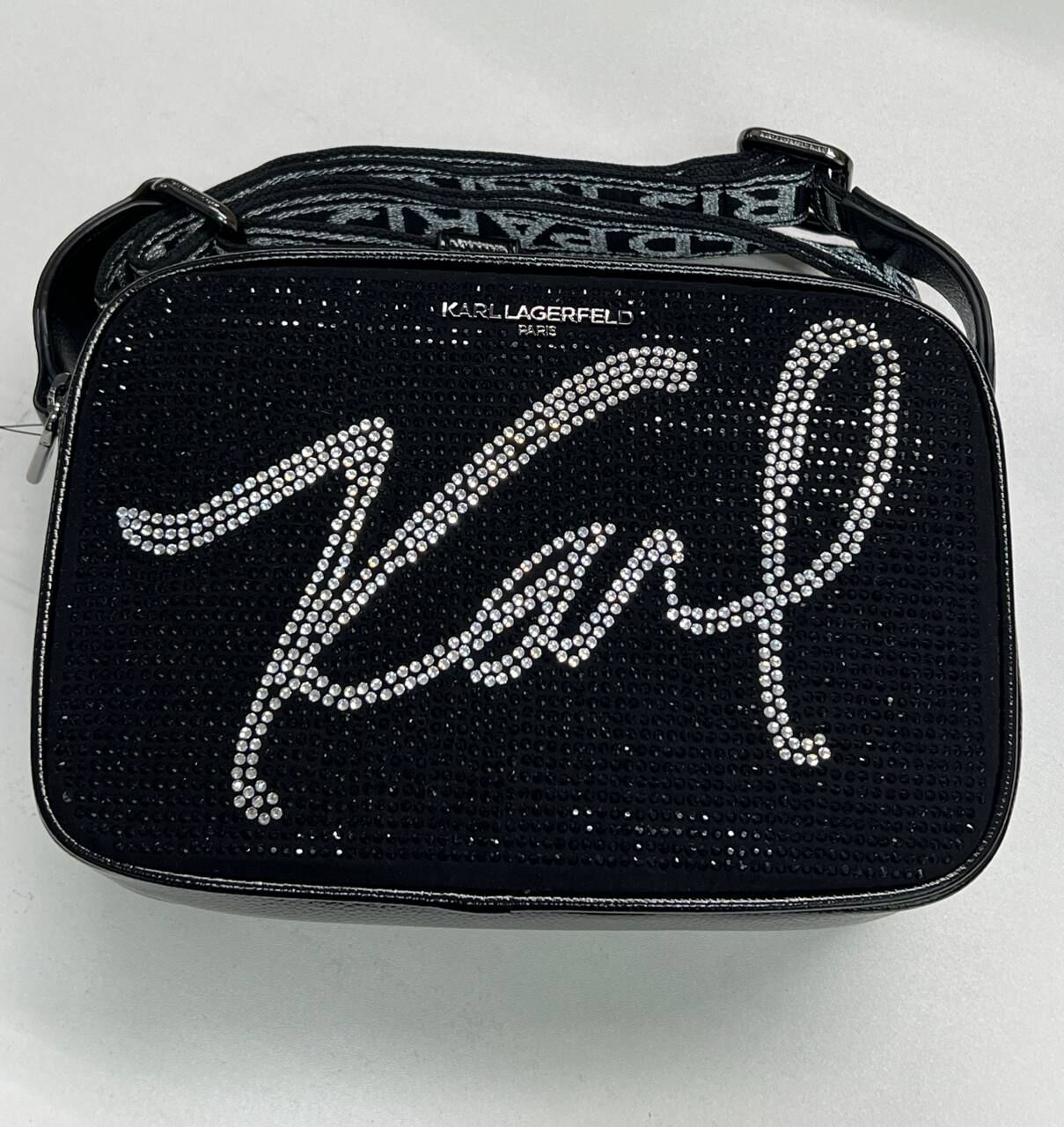 [S] KARL LAGERFELD BLACK METTALIC LH4EO9BJ-BMX MAYBELLE SCRIPT KARL CROSSBODY, 196788417083 (SKL1370)