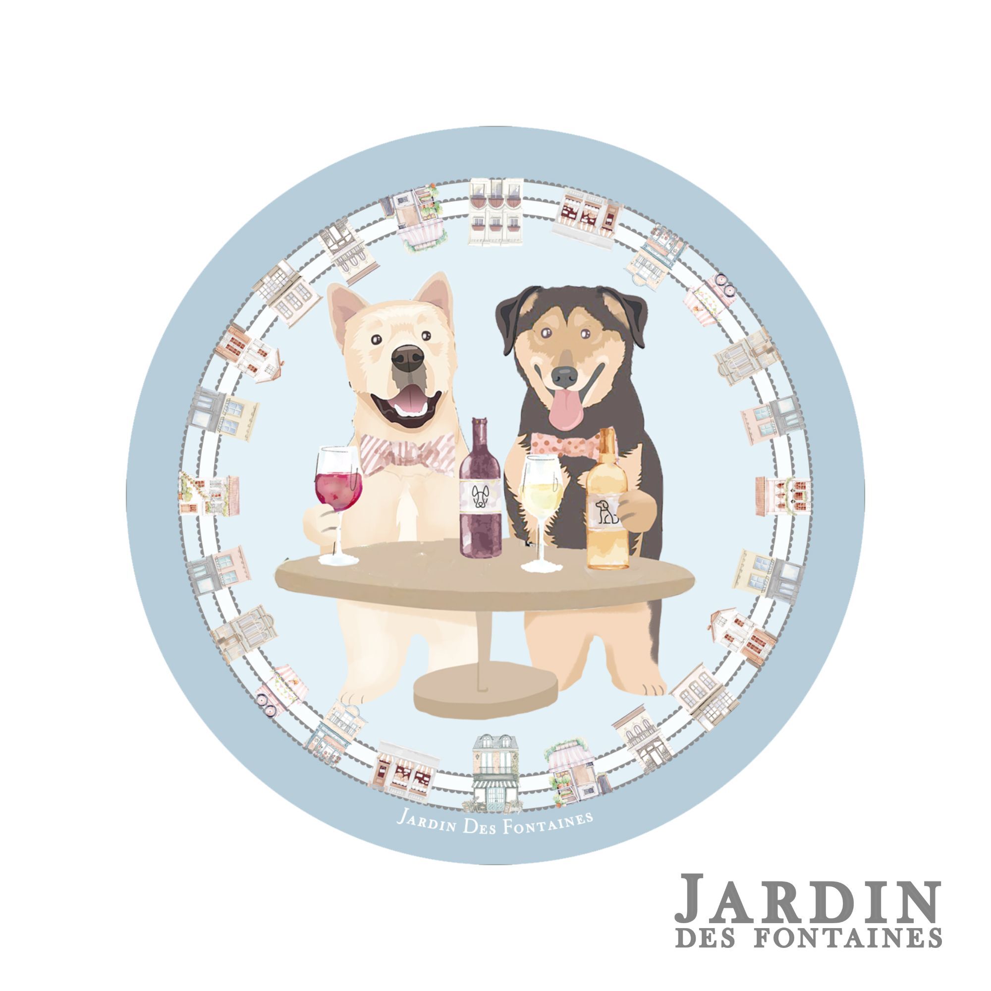 JARDIN DES FONTAINES oh my dog wine tasting mongrel ceramic coaster