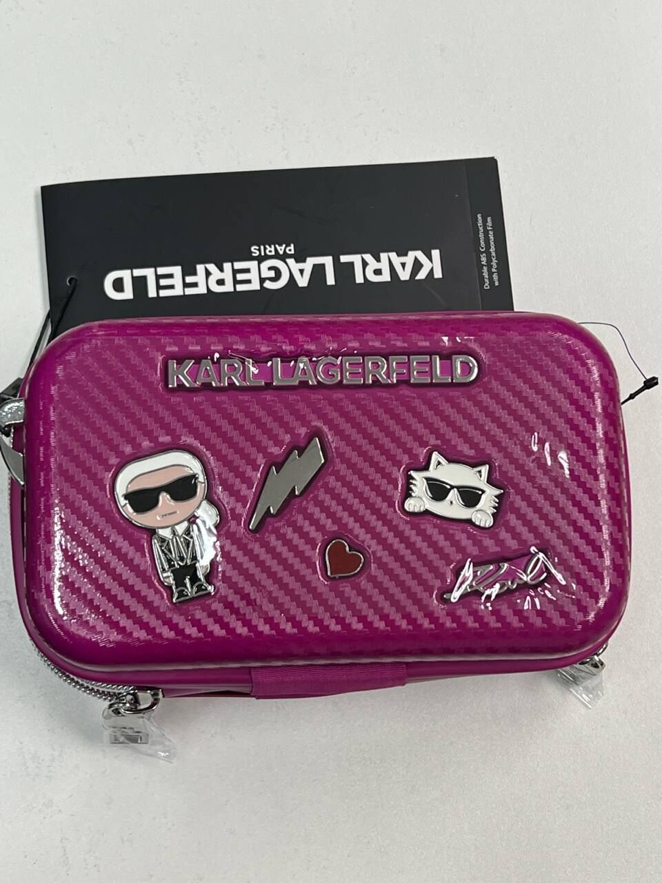 [S] KARL LAGERFELD KA000WH4 KARL & CHOUPETTE LOGO CAMERA BAG,FUCHSIA, 732465631955 (SKL1372)