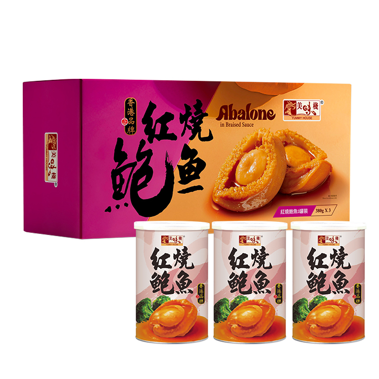 美味棧 8頭紅燒鮑魚 380g 禮盒裝 (1盒3罐)