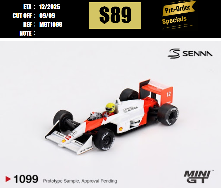 PO-$89 * MINI GT * 1:64 1099 McLaren MP4/4 #12 Ayrton Senna 1988 Japanese Grand Prix  Winner [OD28/08]