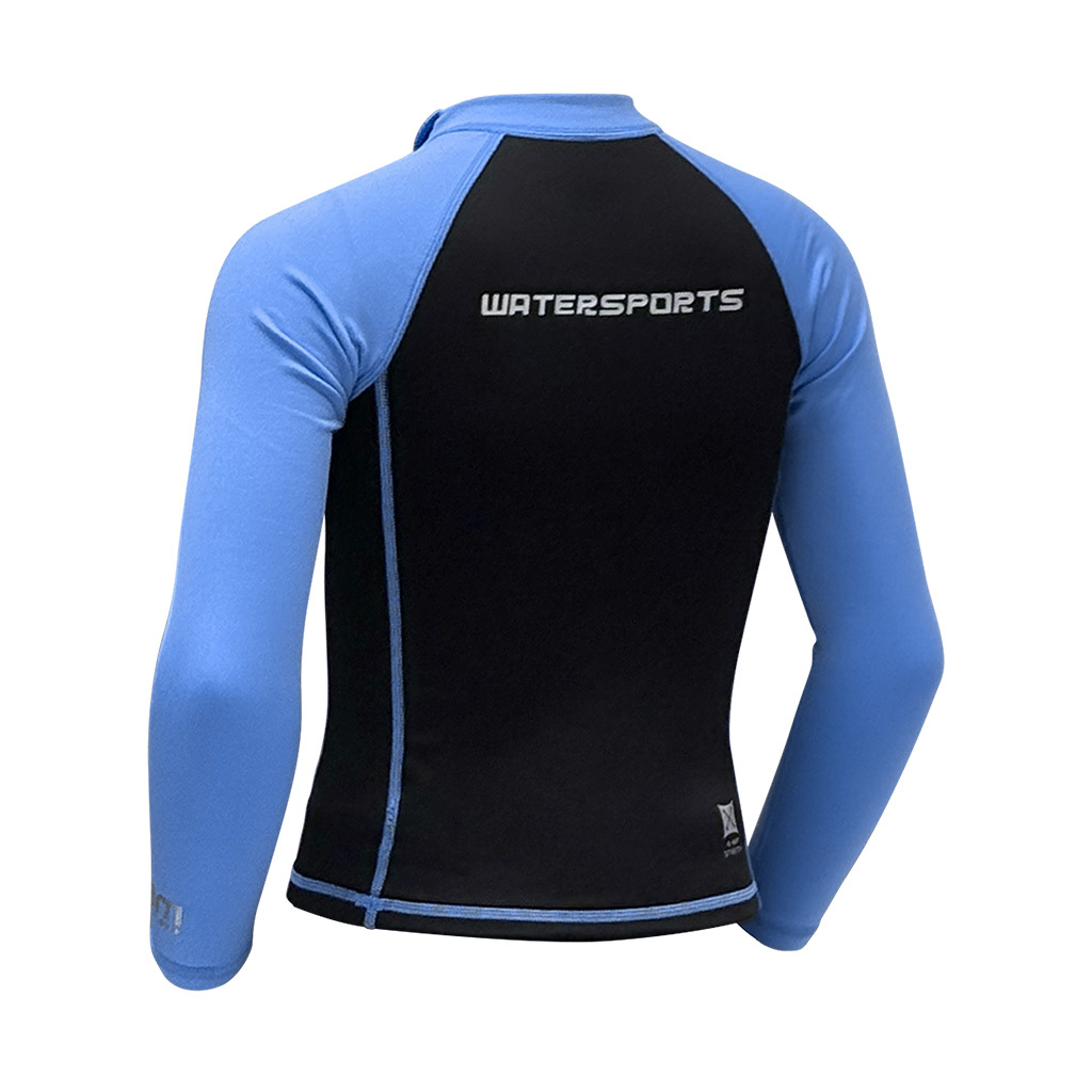 1mm 兒童四向拉伸抓毛游泳保暖上衣 - 黑/藍