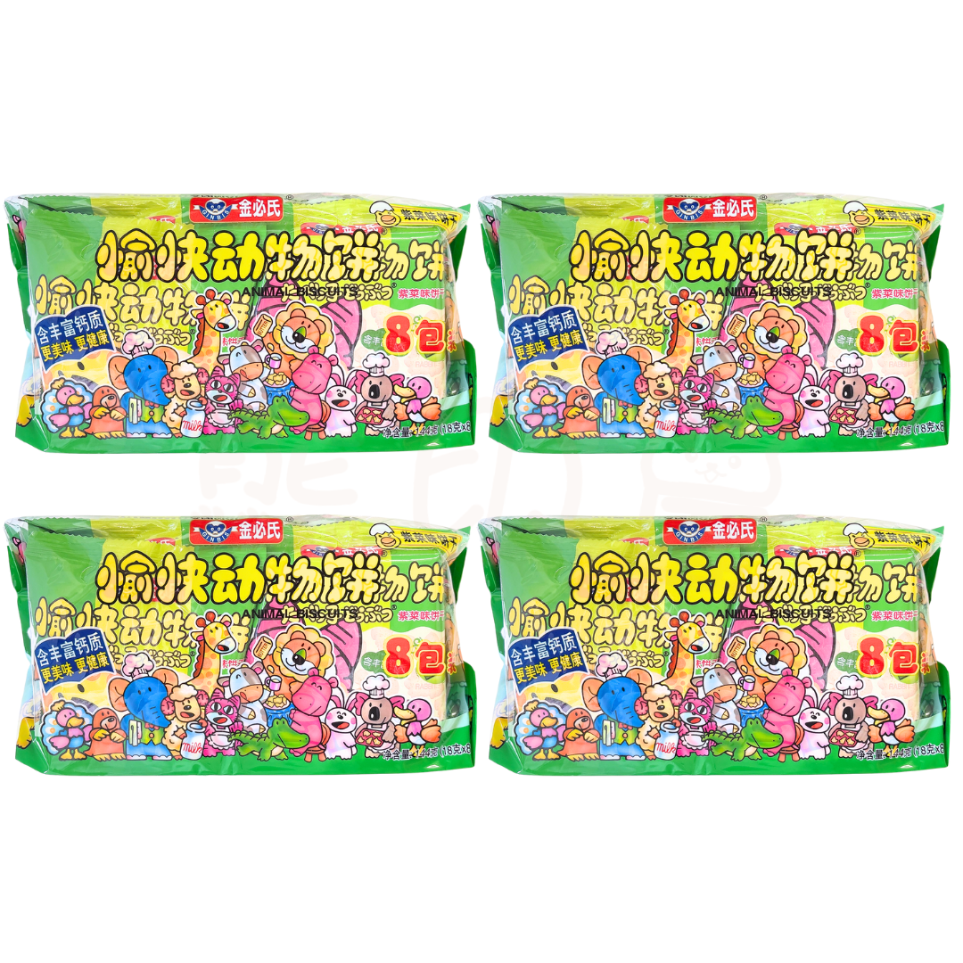 金必氏愉快動物餅(紫菜味)(18GX8)X4 (平行進口)