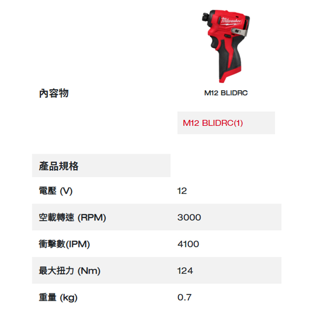 ＊中崙五金【附發票】美沃奇 12V鋰電精銳無碳刷衝擊起子機 M12 BLIDRC-202B(主+雙2.0電池+充座+袋)