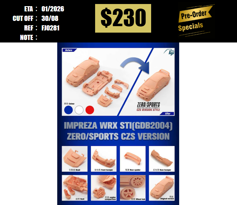 PO-$230 * FUJI * 1:64 SUBARU IMPREZA WRX STI MK8 BLOBEYE SEDAN RED [OD28/08]