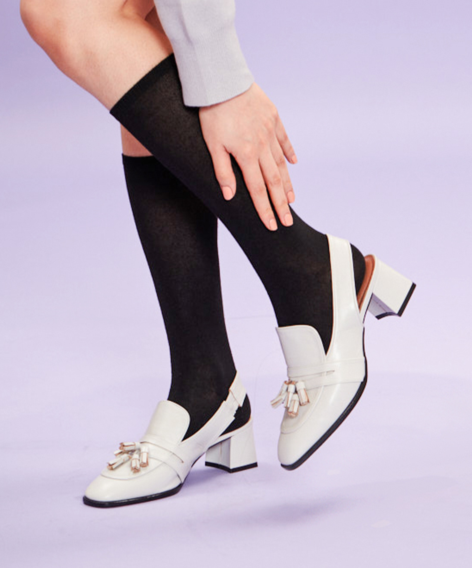 Samantha 跳色方跟流蘇樂福穆勒鞋(三色)MIT款