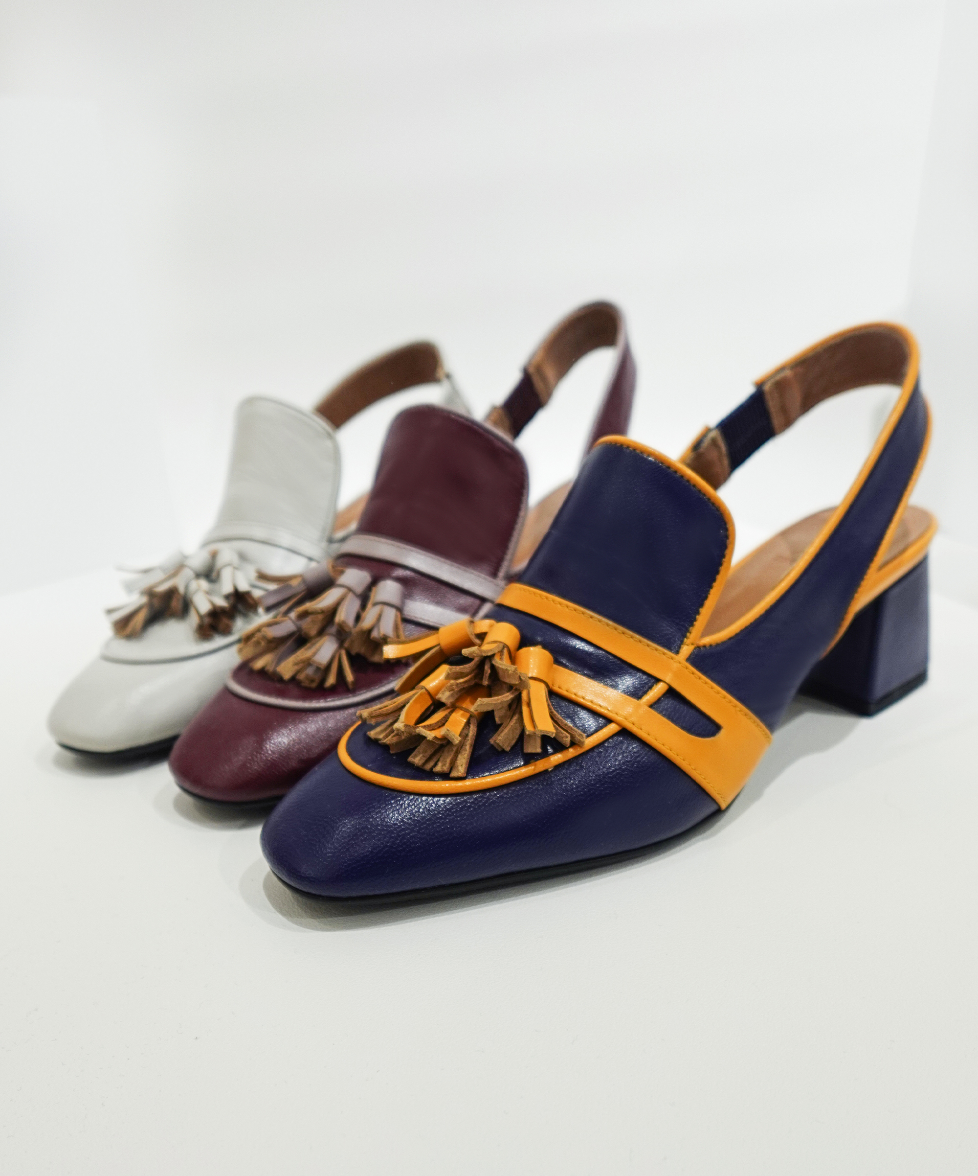 Samantha 跳色方跟流蘇樂福穆勒鞋(三色)MIT款