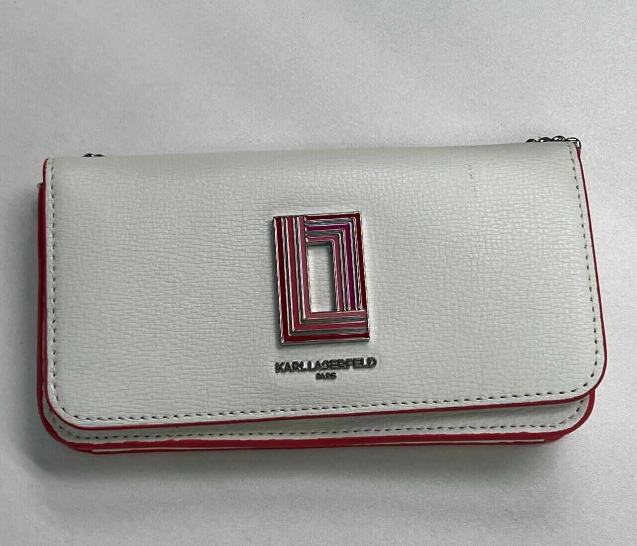 [S] KARL LAGERFELD WHITE/PINK LH3HR8BY CROSSBODY SHOULDER BAG, 196788286023 (SKL1377)