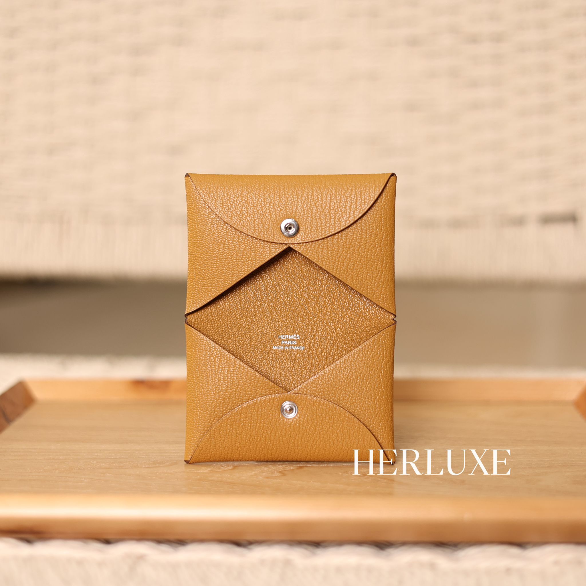 Calvi card holder 28 caramel chèvre