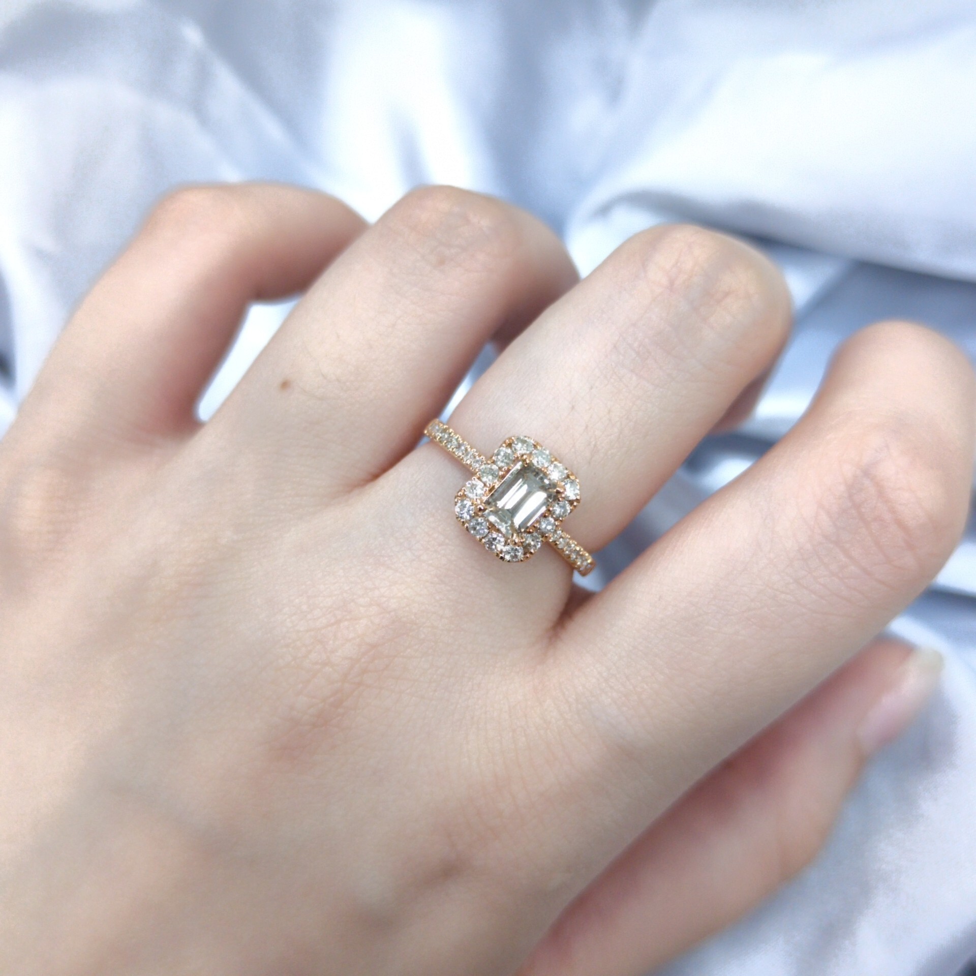 18K Rose Gold 0.82ct Emerald Cut Diamond Ring