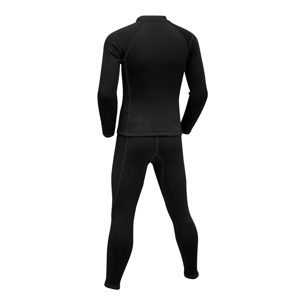 1mm 兒童短纖抓毛游泳保暖套裝 (前半拉鍊) - 黑