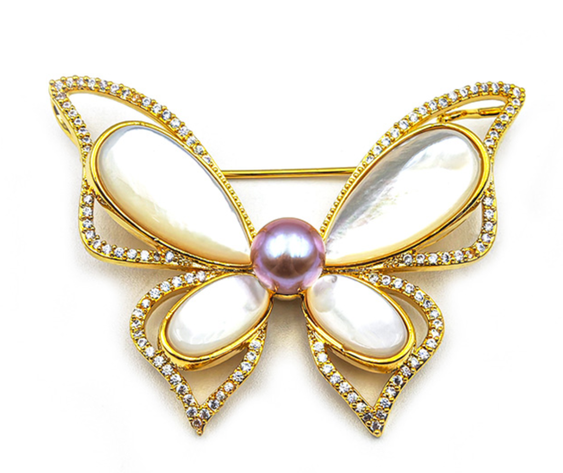 【直播】LL082843 蝴蝶珍珠胸針(XZR0495024)