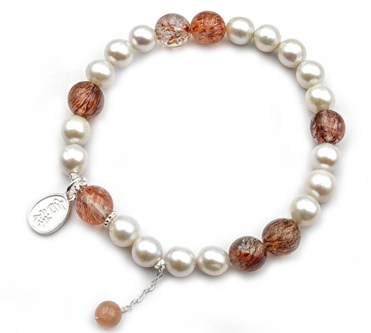 【直播】LL082814 S925銀 黑金超+橙月光珍珠手鏈(SPB0997001)