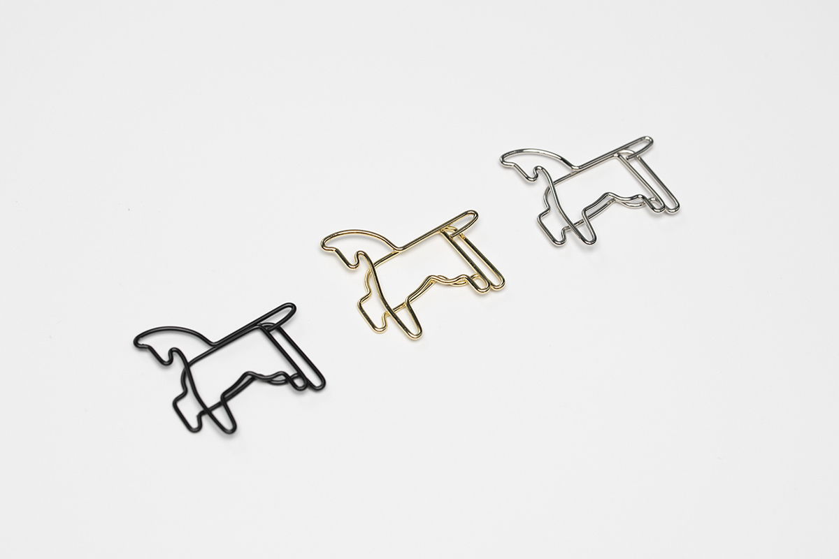 金色,黑色,銀色,迴紋針,兼具迴紋針與書籤,馬到成功造型迴紋針