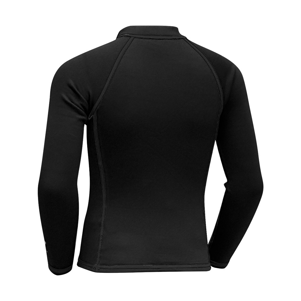 1mm 兒童短纖抓毛游泳保暖上衣 (前半拉鏈) - 黑