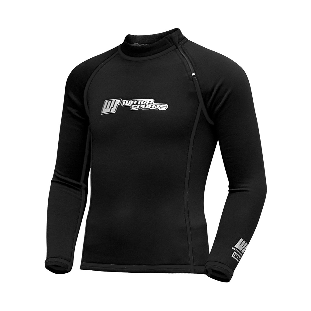 1mm 兒童短纖抓毛游泳保暖上衣 (前半拉鏈) - 黑