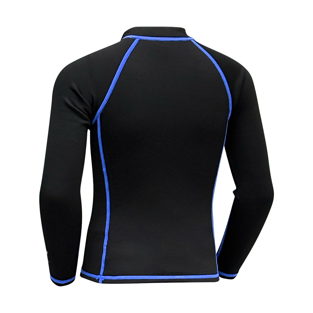 1mm 兒童短纖抓毛保暖上衣 (前半拉鏈) - 黑/藍