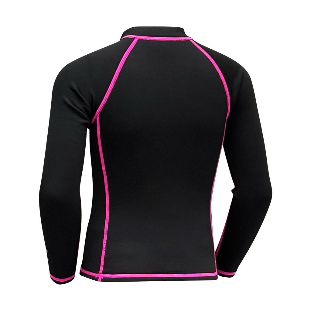 1mm 兒童短纖抓毛保暖上衣 (前半拉鏈) - 黑/粉紅