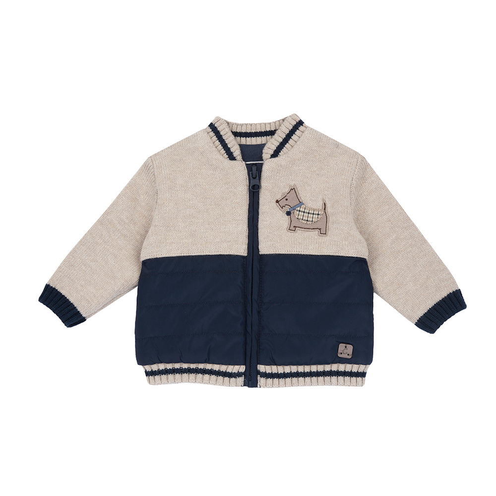 蘇格蘭皇家-剪接舖棉針織外套