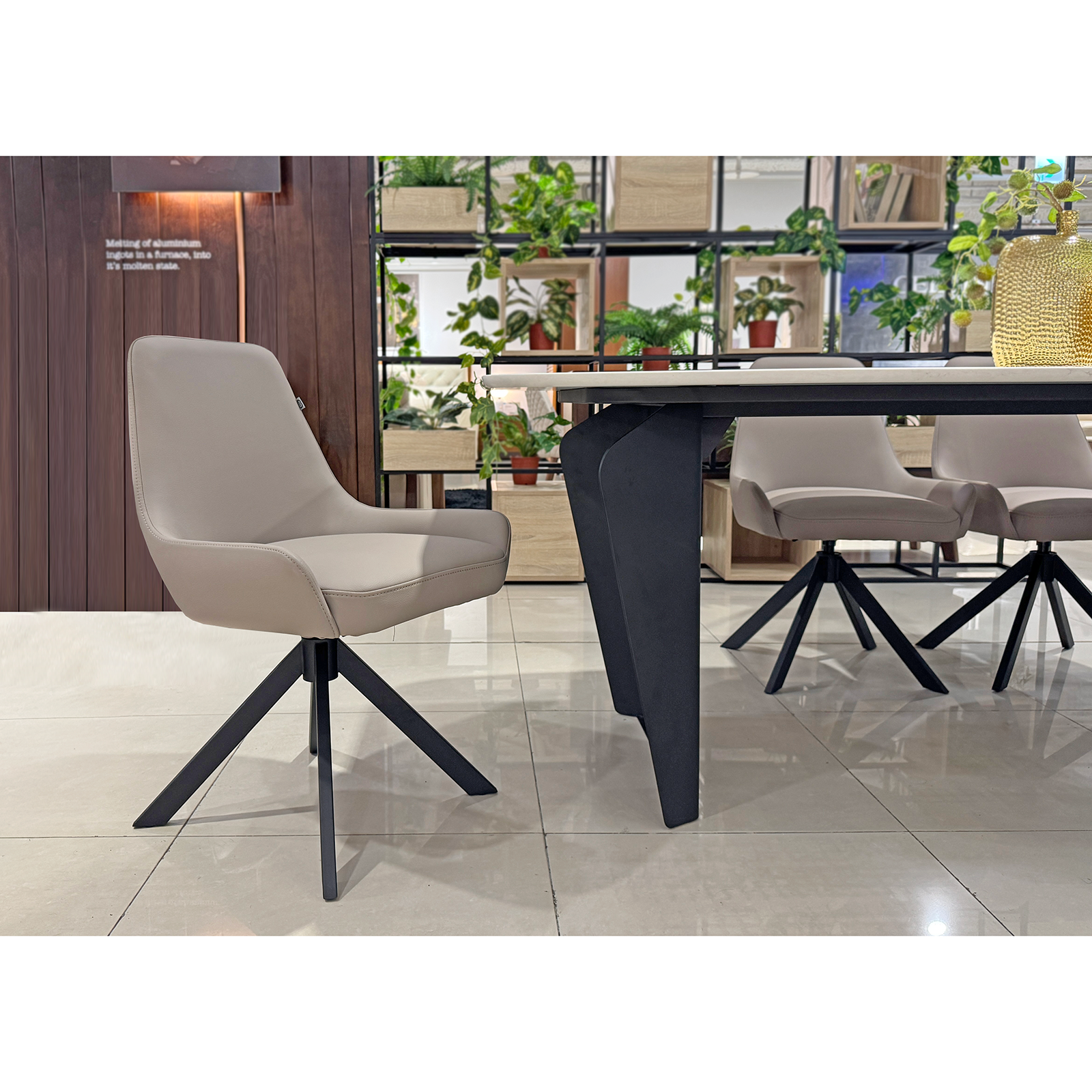 APEX 科技耐磨皮旋轉餐椅 - 灰藕色 〔CH307〕