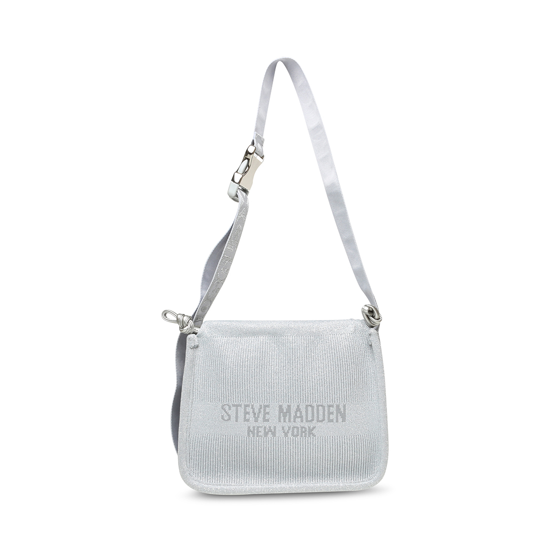 Steve Madden-BNELSON 休閒束口寬帶大水餃包-銀色