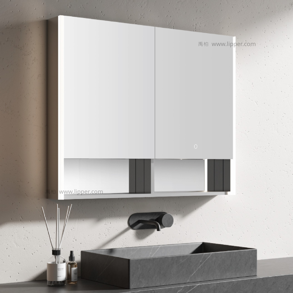 LIPPER 高清智能鋁合金三門鏡櫃-下方開放櫃(100cm) NGE301