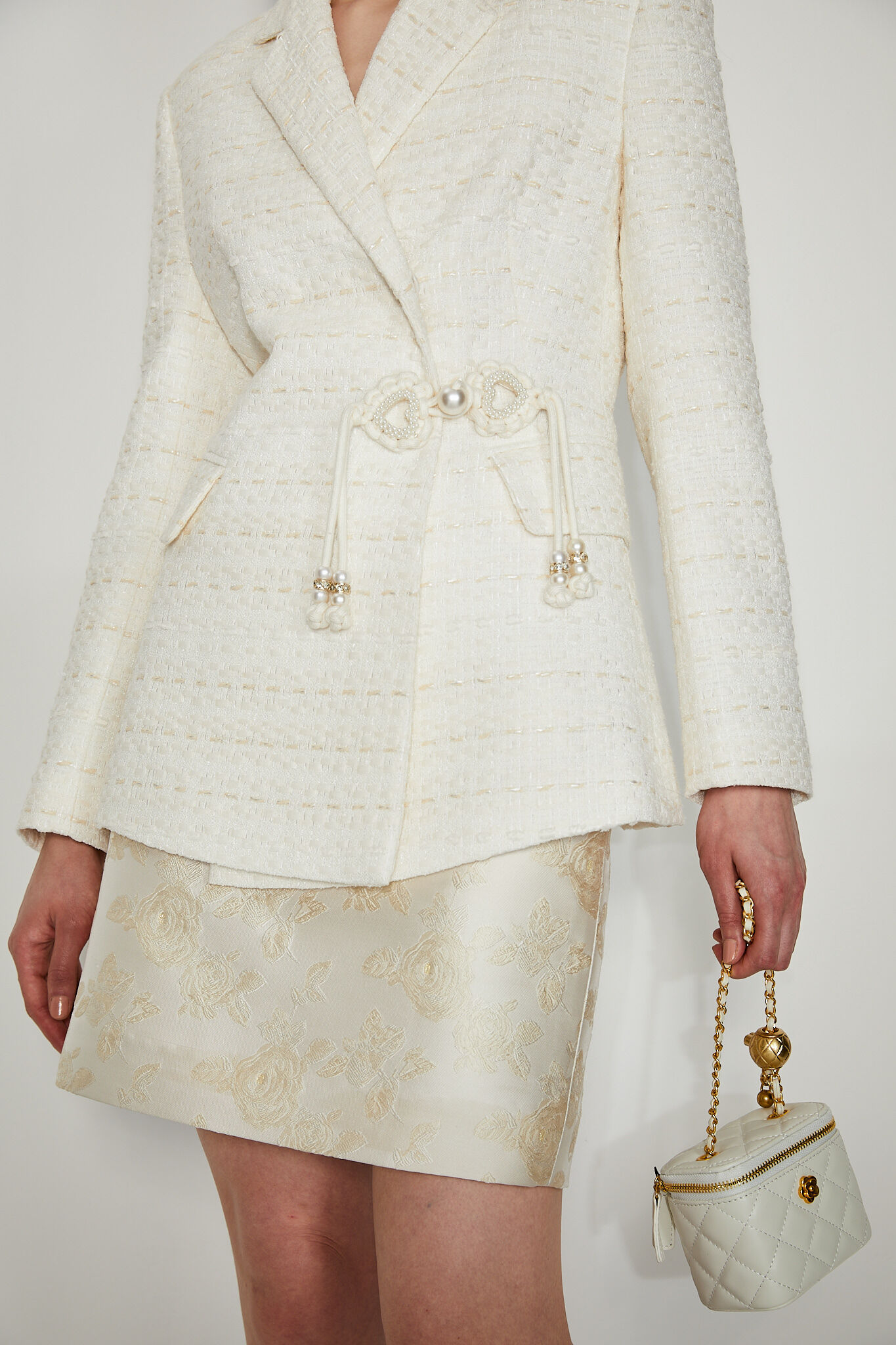 BC15018C1 東方玫瑰緞面緹花鉛筆包裙