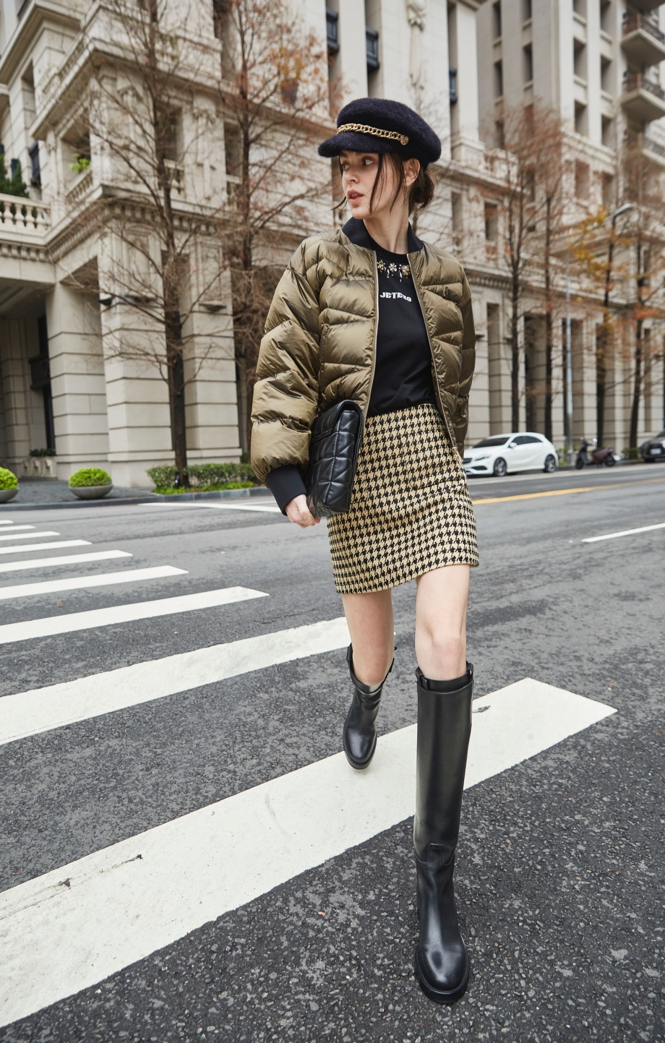 BC15020C1  古埃及藝術家經典千鳥短A裙