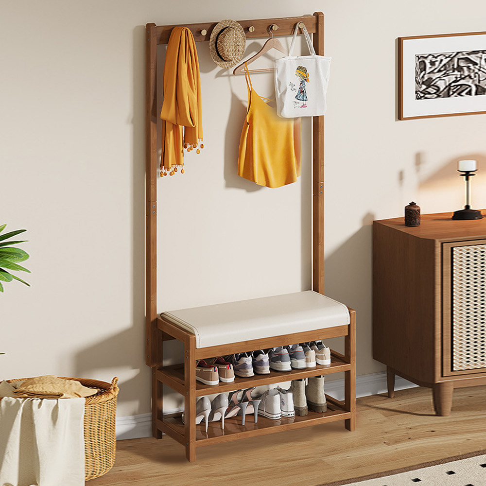 【AOTTO】日式玄關收納衣帽架換鞋凳(HA-017)