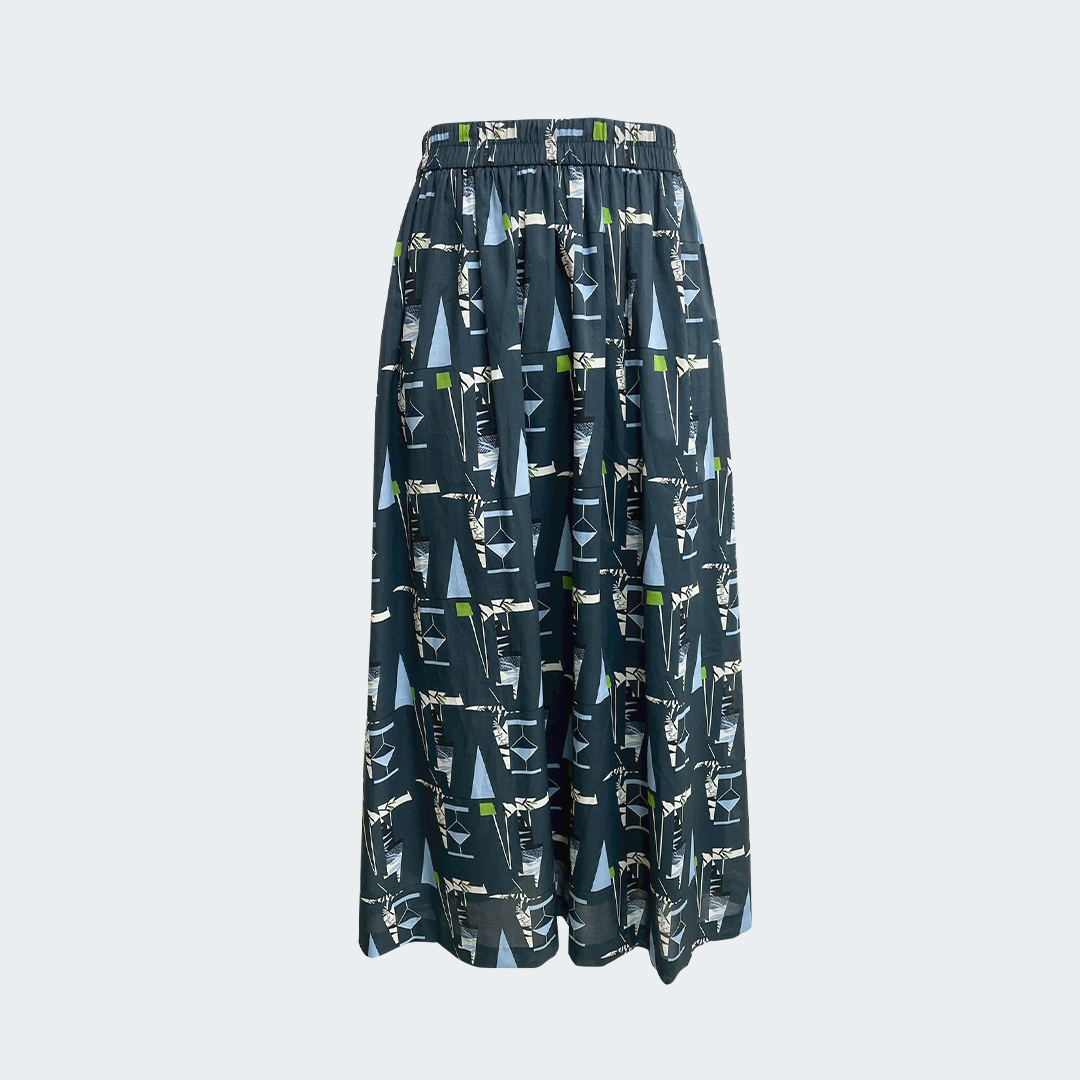 幾何摩登棉質中長裙