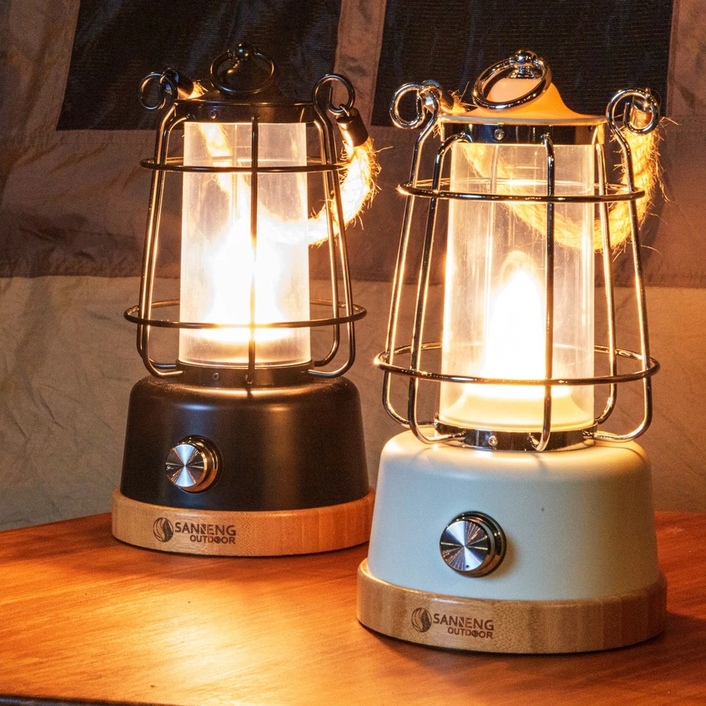 【SANNENG】復古LED露營燈 (麻繩款)