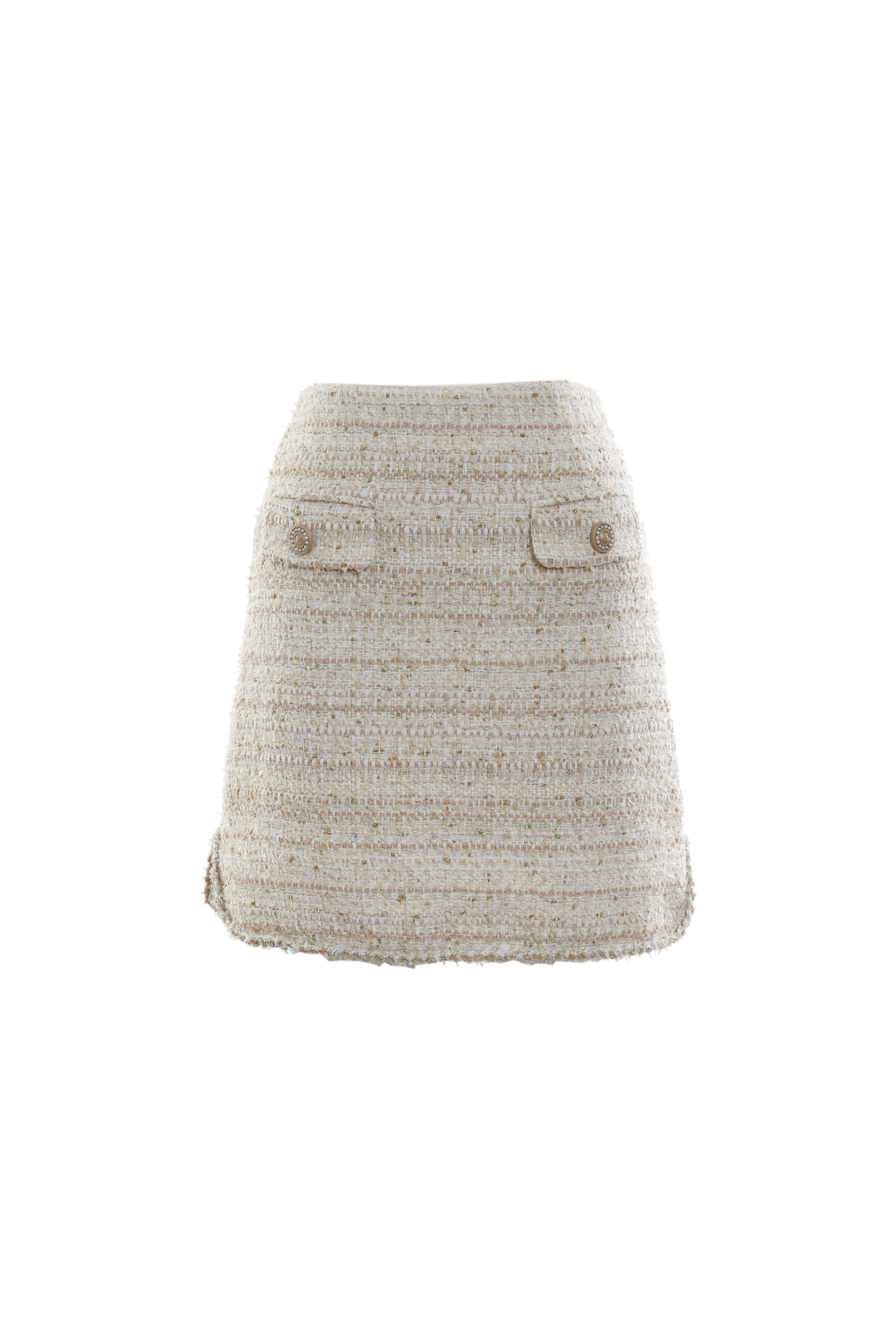 BC15022C1 手工編織混色粗花呢短裙